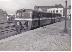 
Ex-CDJCR railcars at Peel Station, Isle of Man Railway, August 1964